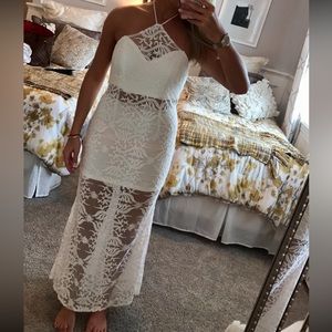 Sabo Skirt white lace halter dress